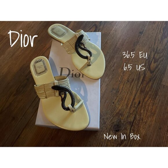 Christian Dior Thong Flats Sandals Shoes 36.5 EU 6.5 US New In Box - Picture 1 of 3